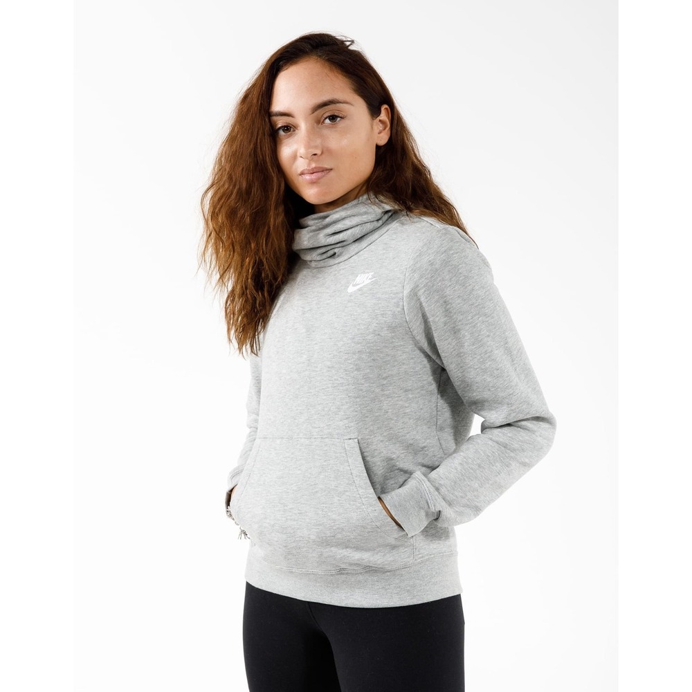 NWT Nike Sportswear Womens XS / Youth XL Funnel-Neck Fleece Pullover Hoodie Grey - Picture 2 of 14